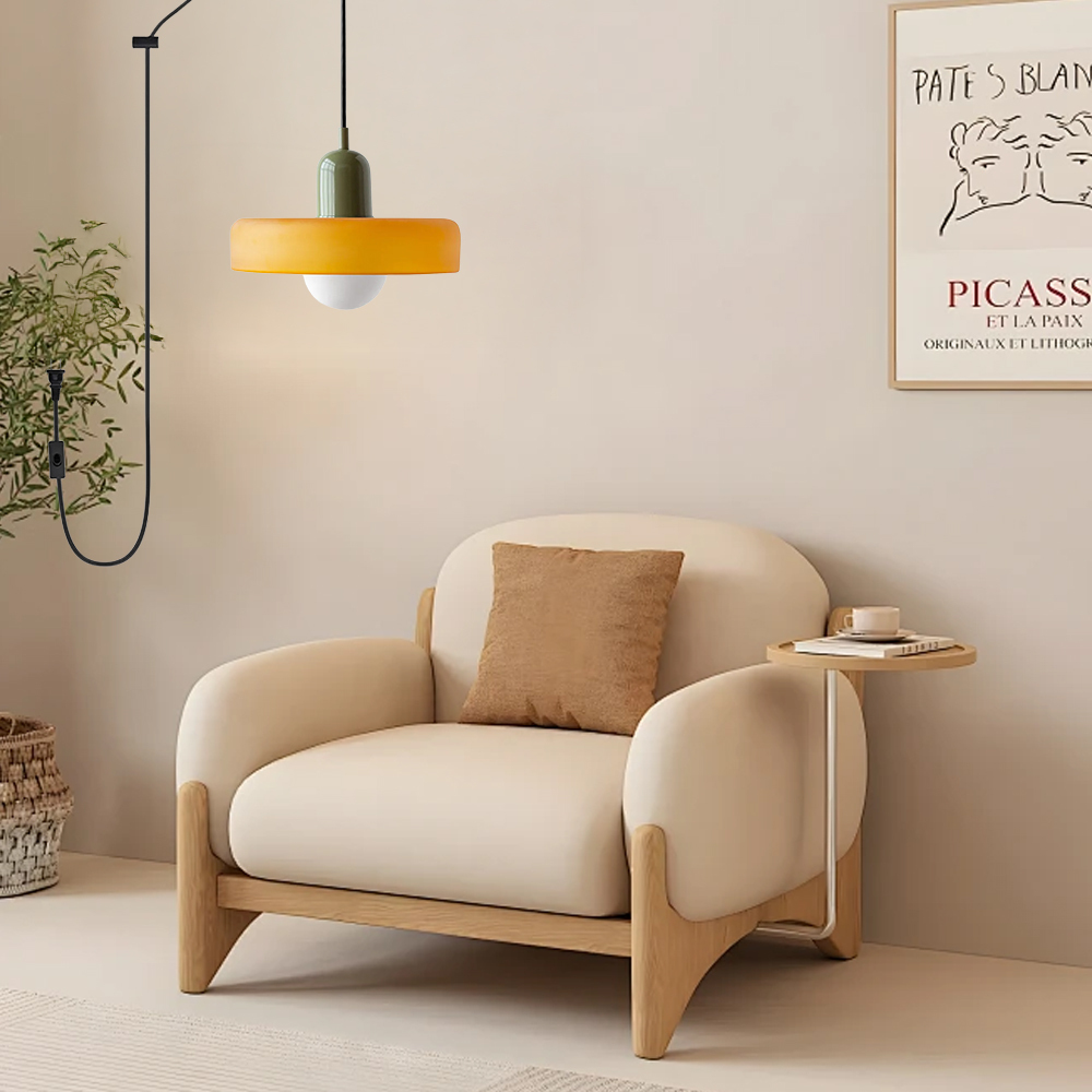 Bauhaus Colorful Glass Plug-In Pendant Light for Modern Rooms