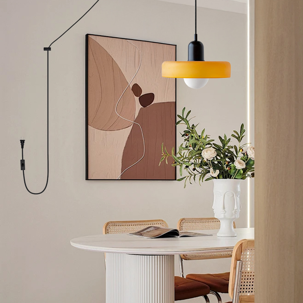 Bauhaus Colorful Glass Plug-In Pendant Light for Modern Rooms