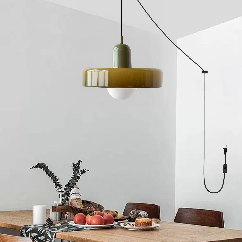 Bauhaus Colorful Glass Plug-In Pendant Light for Modern Rooms