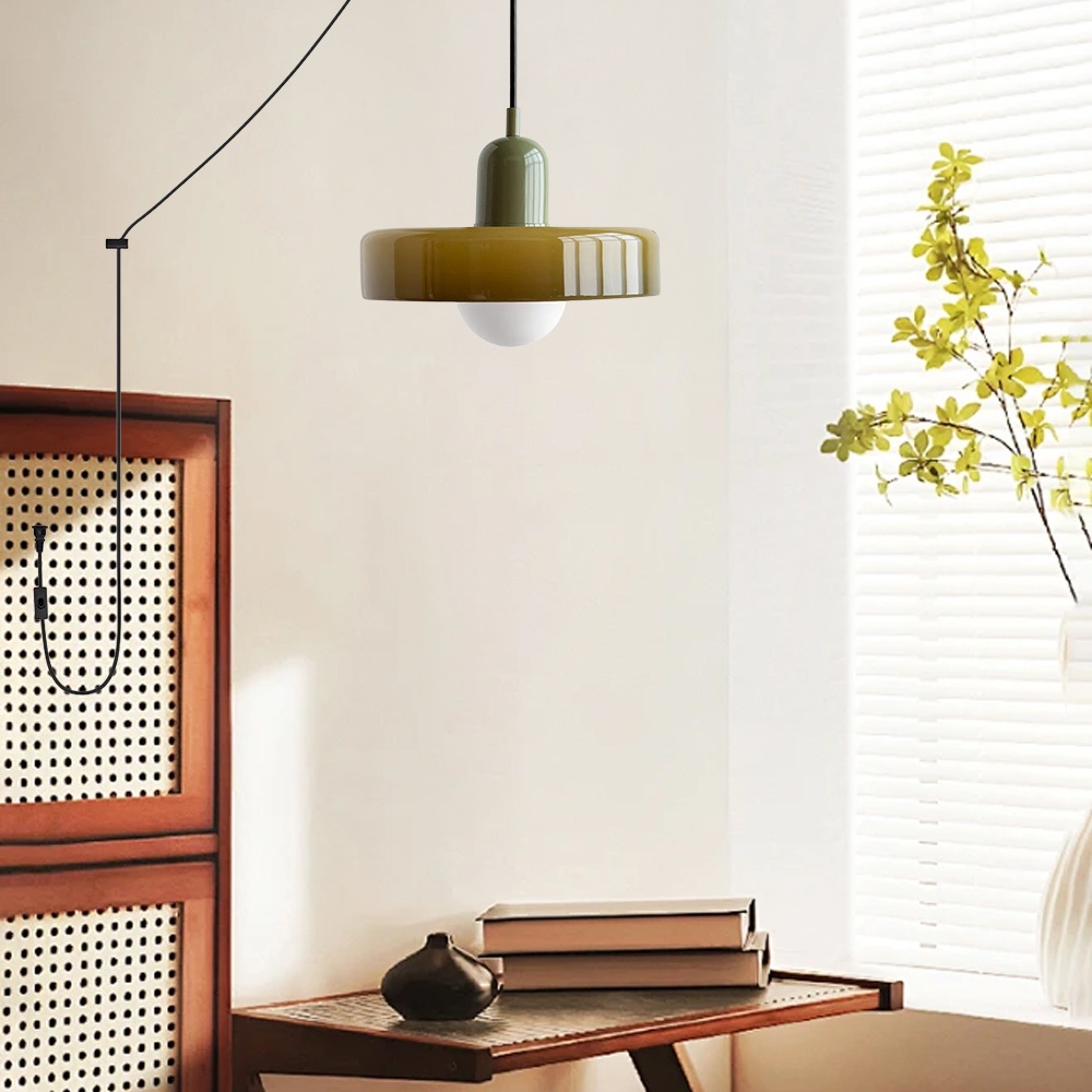 Bauhaus Colorful Glass Plug-In Pendant Light for Modern Rooms