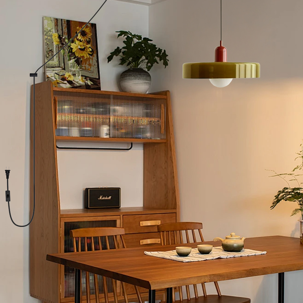 Bauhaus Colorful Glass Plug-In Pendant Light for Modern Rooms