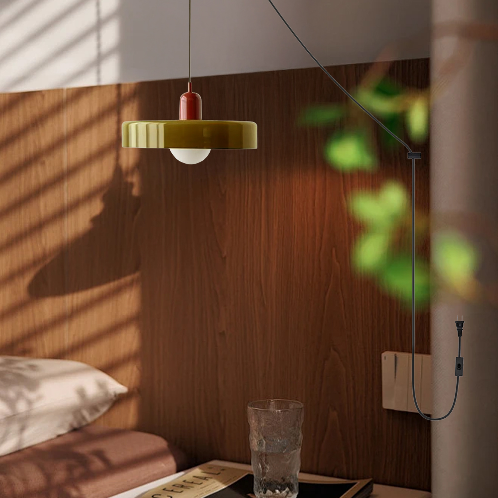 Bauhaus Colorful Glass Plug-In Pendant Light for Modern Rooms