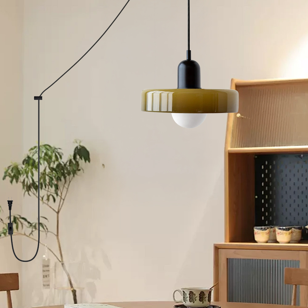 Bauhaus Colorful Glass Plug-In Pendant Light for Modern Rooms
