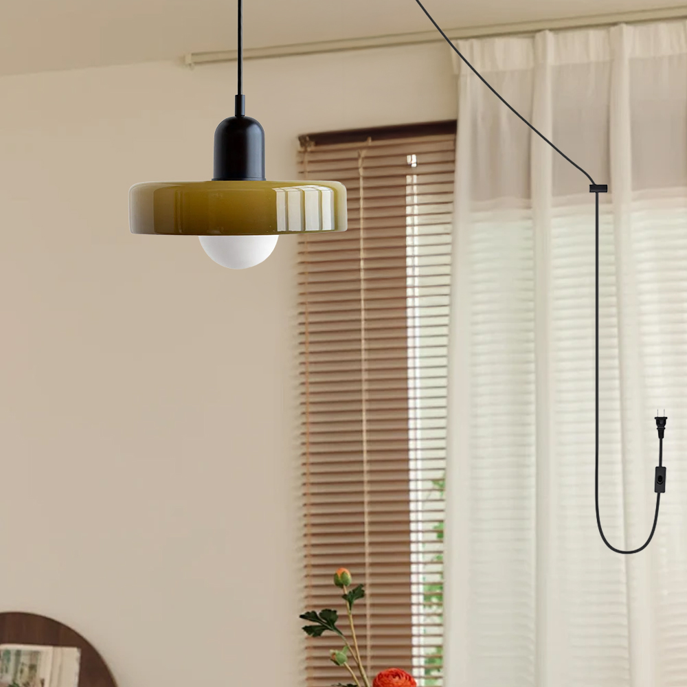 Bauhaus Colorful Glass Plug-In Pendant Light for Modern Rooms