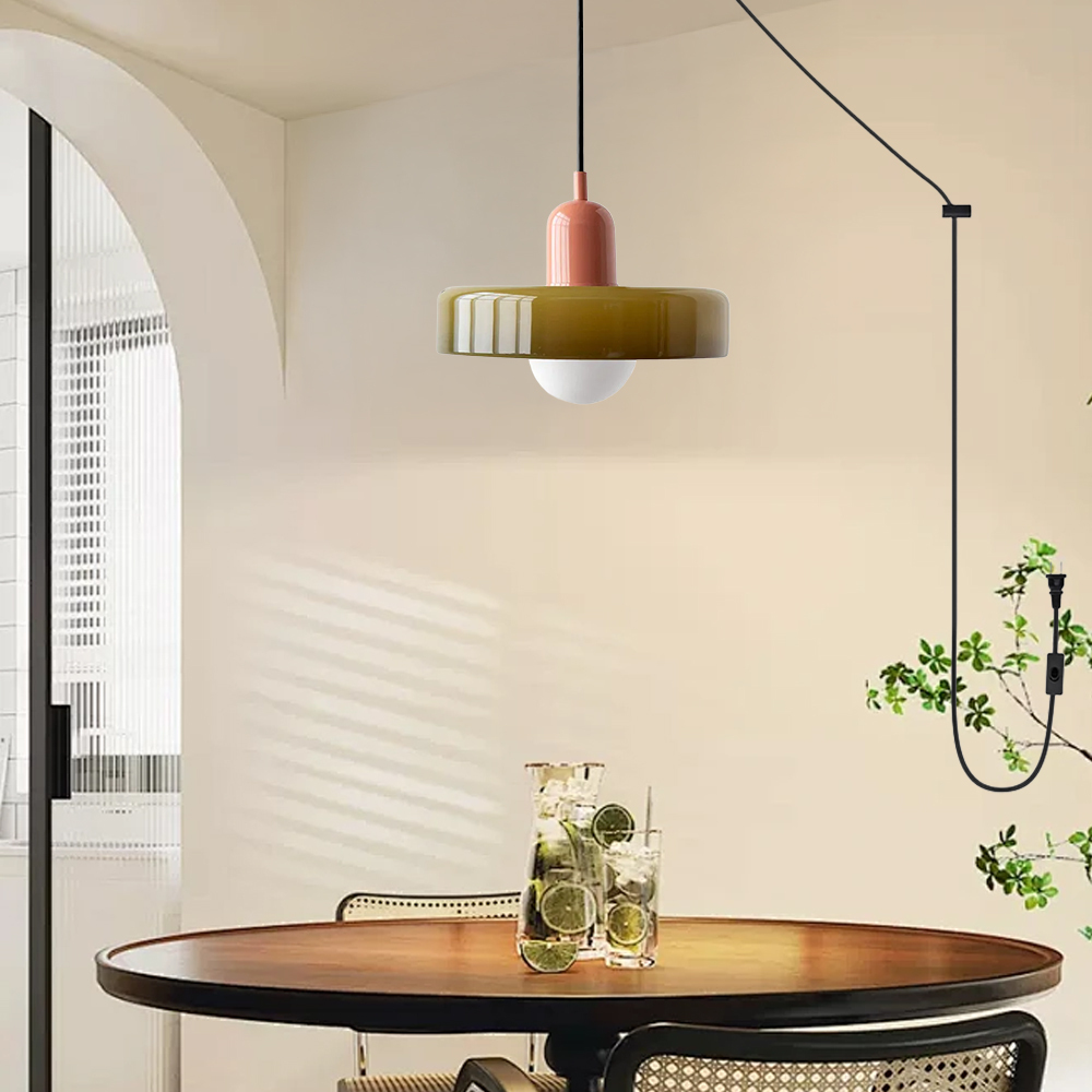 Bauhaus Colorful Glass Plug-In Pendant Light for Modern Rooms