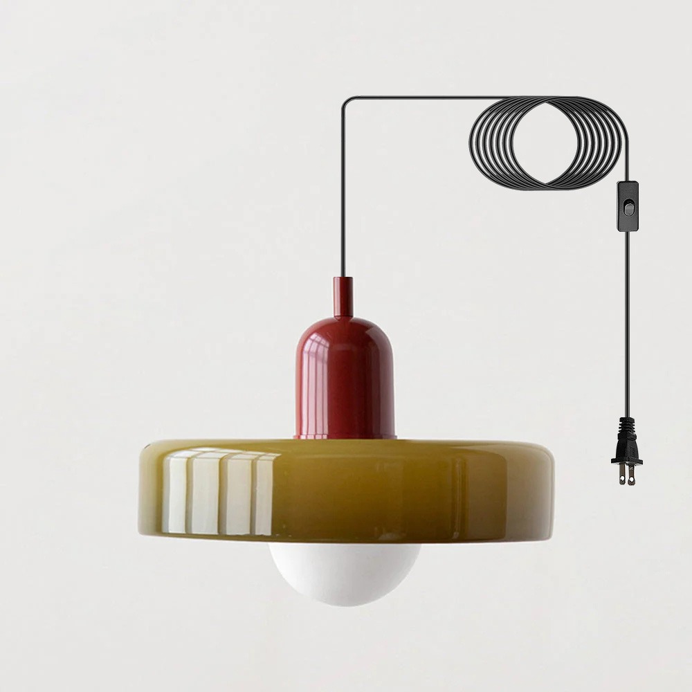 Bauhaus Colorful Glass Plug-In Pendant Light for Modern Rooms