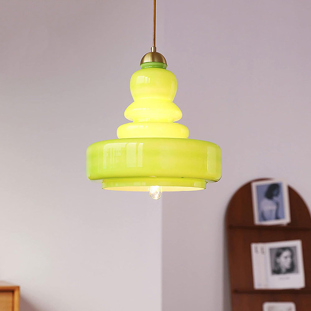 Homdiy Pendant Light Vintage Bauhaus Gourd Glass Pendant Light