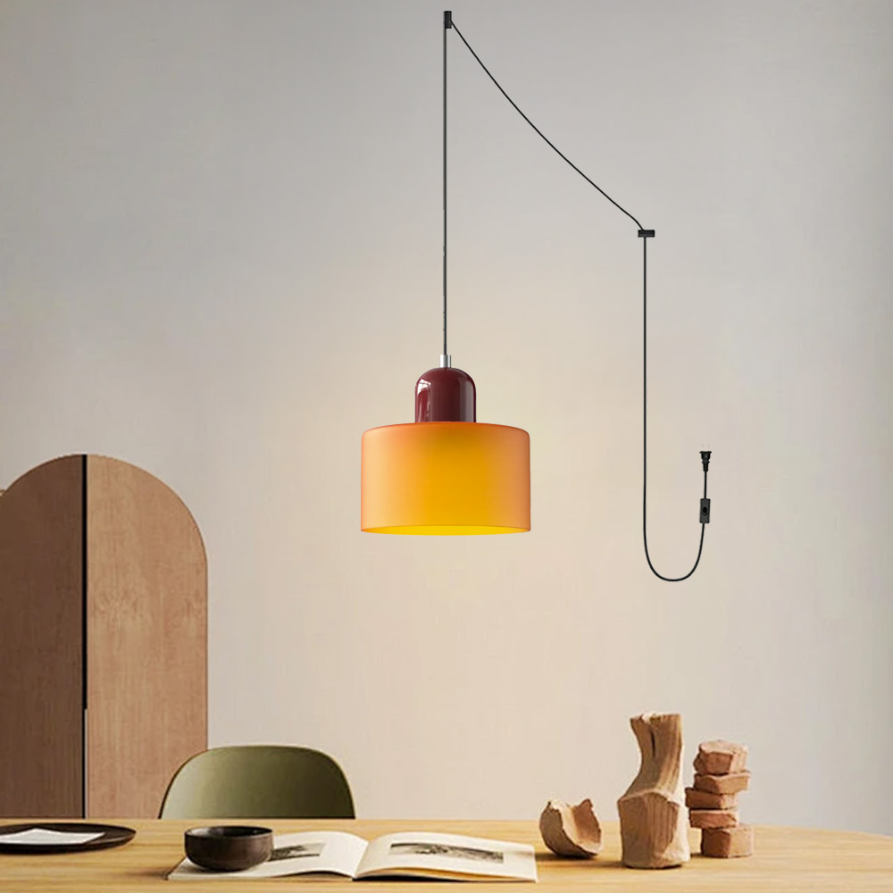 Bauhaus Small Orange Glass Pendant Light