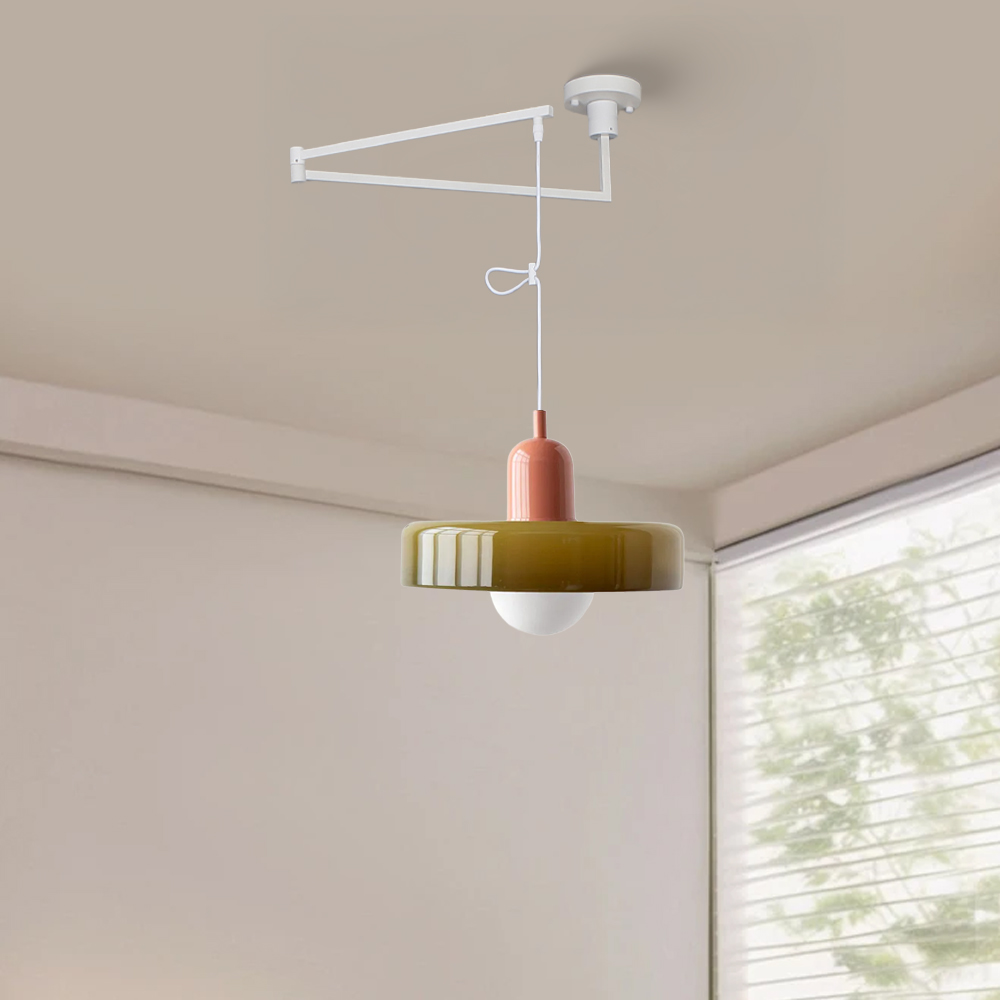 Bauhaus Stained Glass  Lever Style Pendant Light