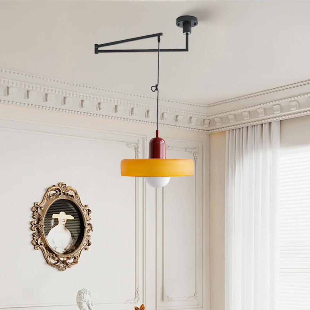 Bauhaus Stained Glass  Lever Style Pendant Light