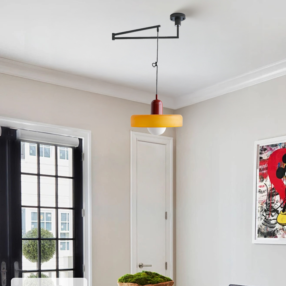 Bauhaus Stained Glass  Lever Style Pendant Light