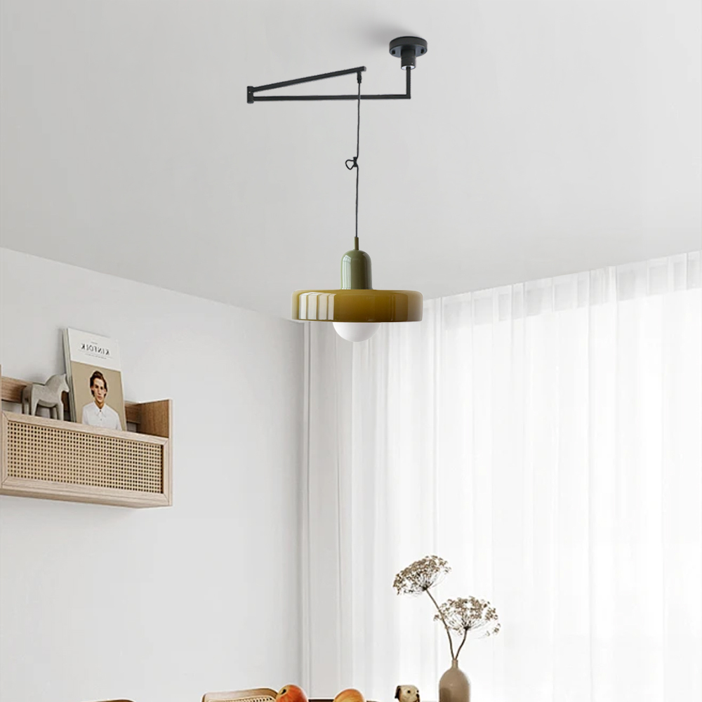 Bauhaus Stained Glass  Lever Style Pendant Light