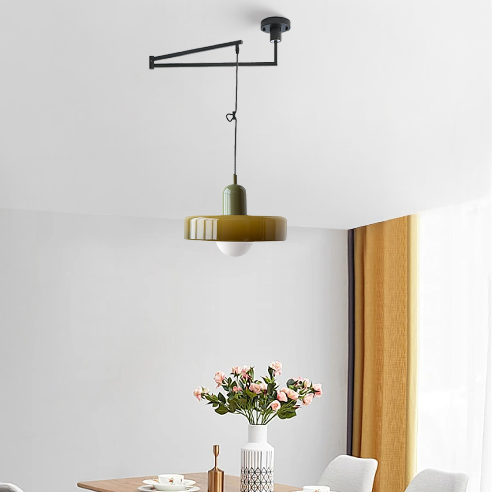 Bauhaus Stained Glass  Lever Style Pendant Light