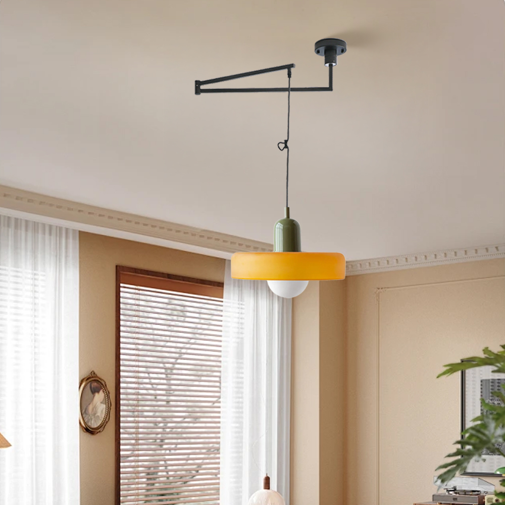 Bauhaus Stained Glass  Lever Style Pendant Light