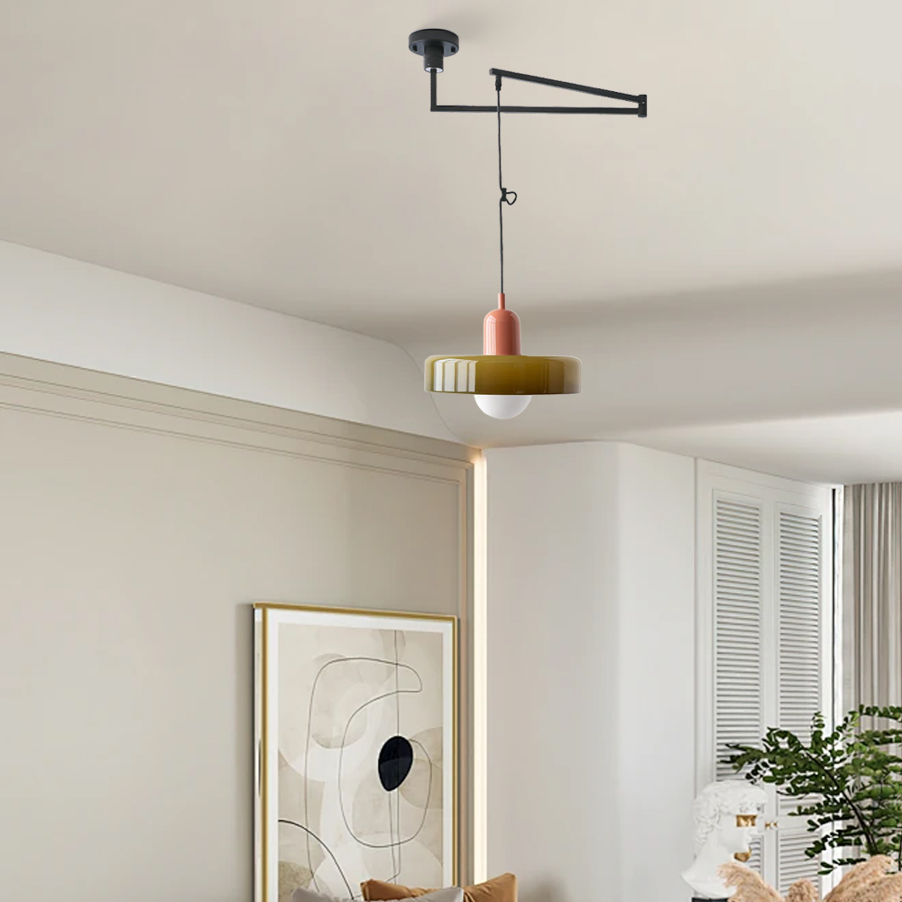 Bauhaus Stained Glass  Lever Style Pendant Light