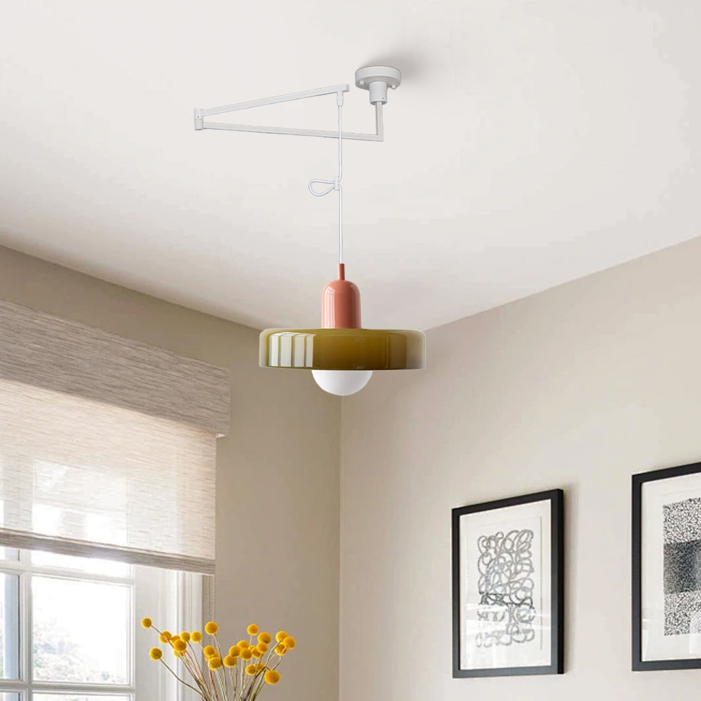 Bauhaus Stained Glass  Lever Style Pendant Light
