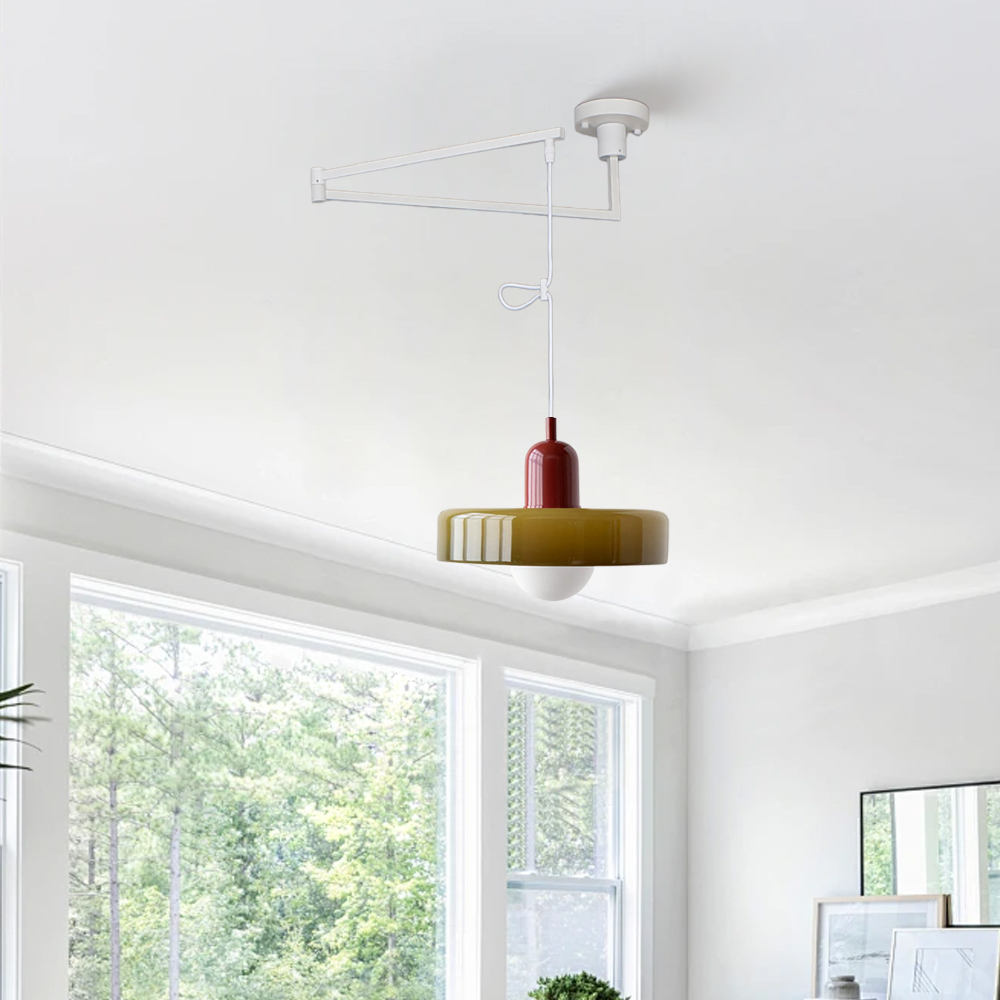Bauhaus Stained Glass  Lever Style Pendant Light