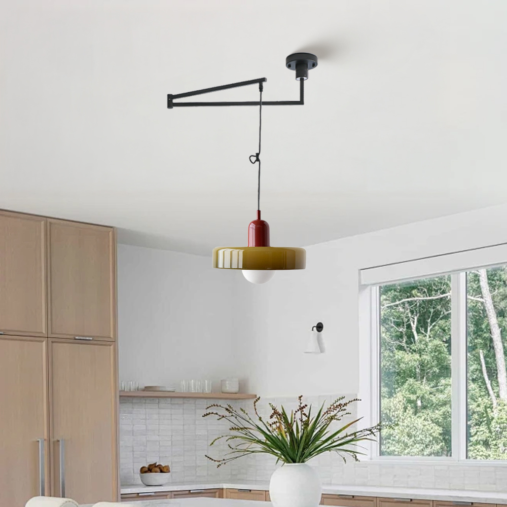Bauhaus Stained Glass  Lever Style Pendant Light