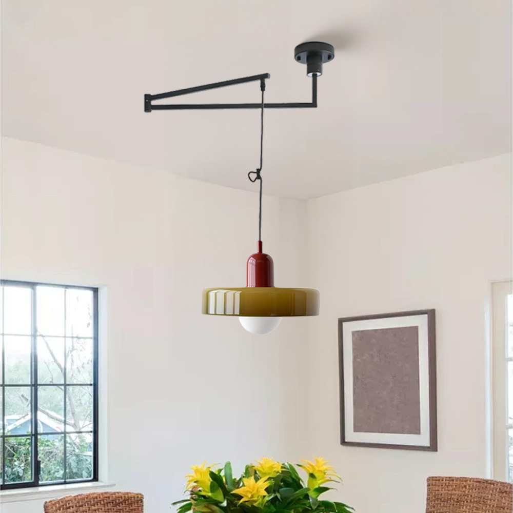 Bauhaus Stained Glass  Lever Style Pendant Light
