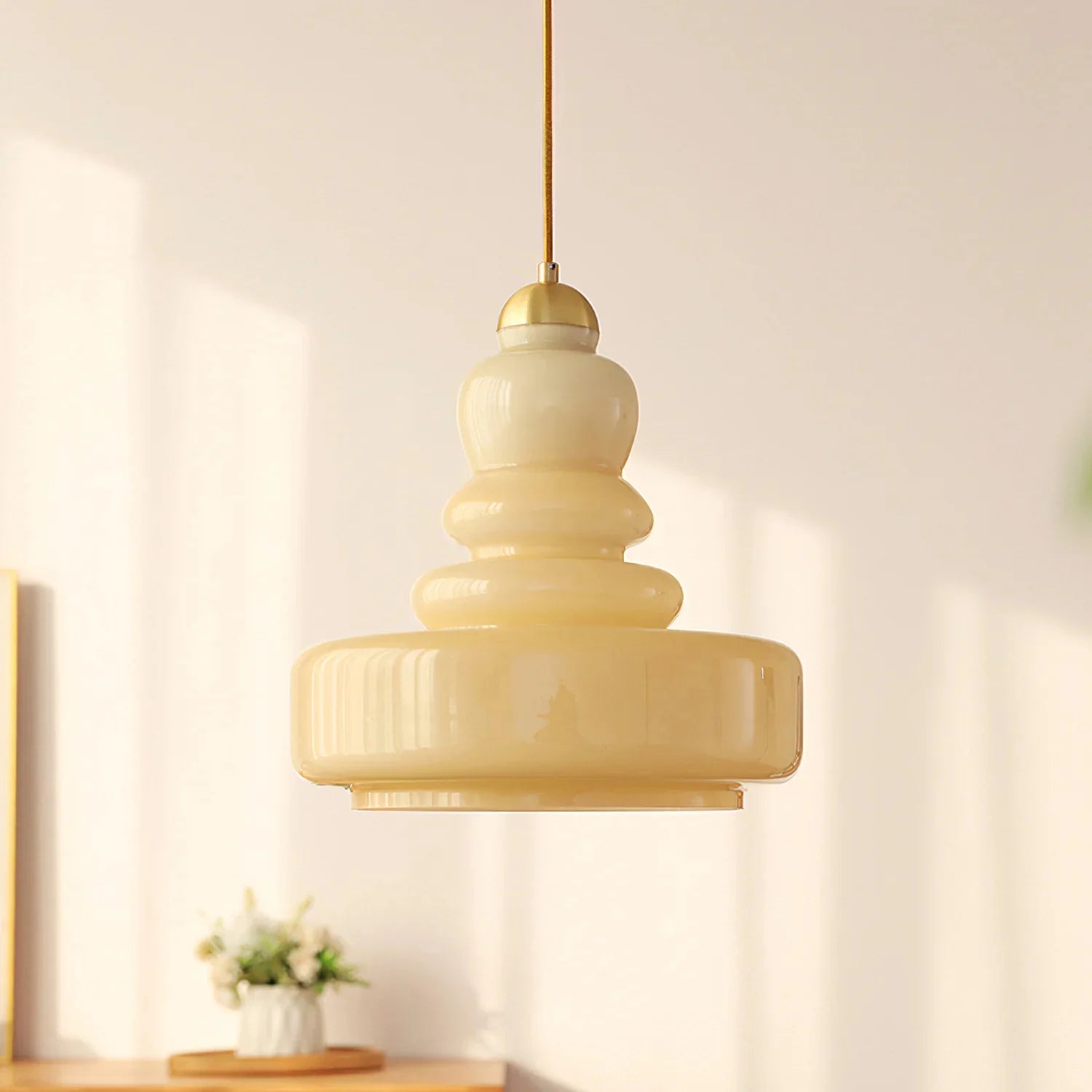 Homdiy Pendant Light Vintage Bauhaus Gourd Glass Pendant Light