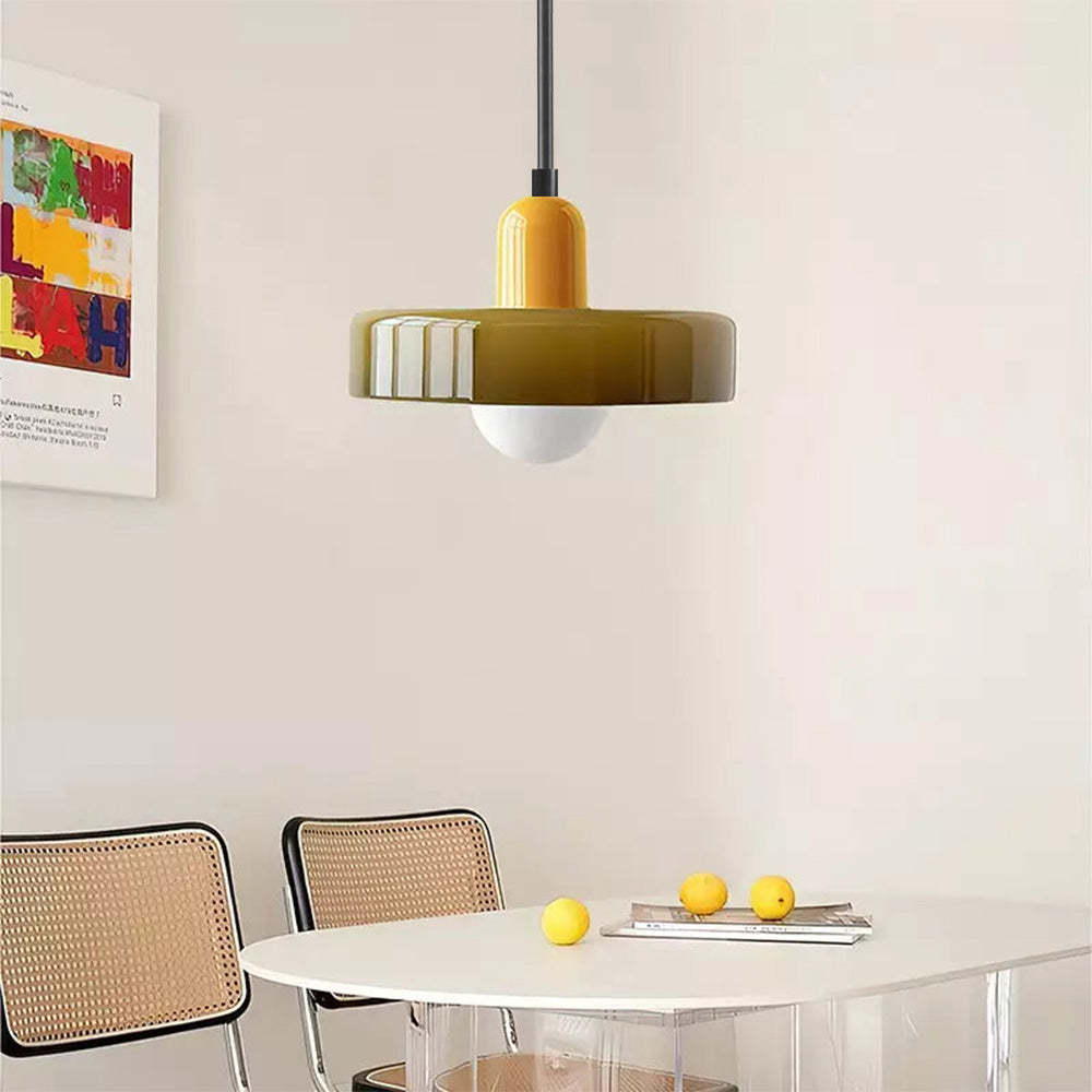 Modern Bauhaus Stained Glass Rod Pendant Light -Homdiy