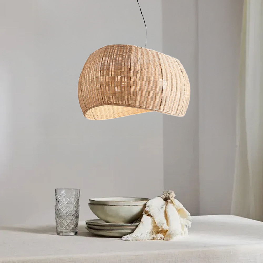 Natural Rattan Pendant Lampshade Wicker Hanging Light