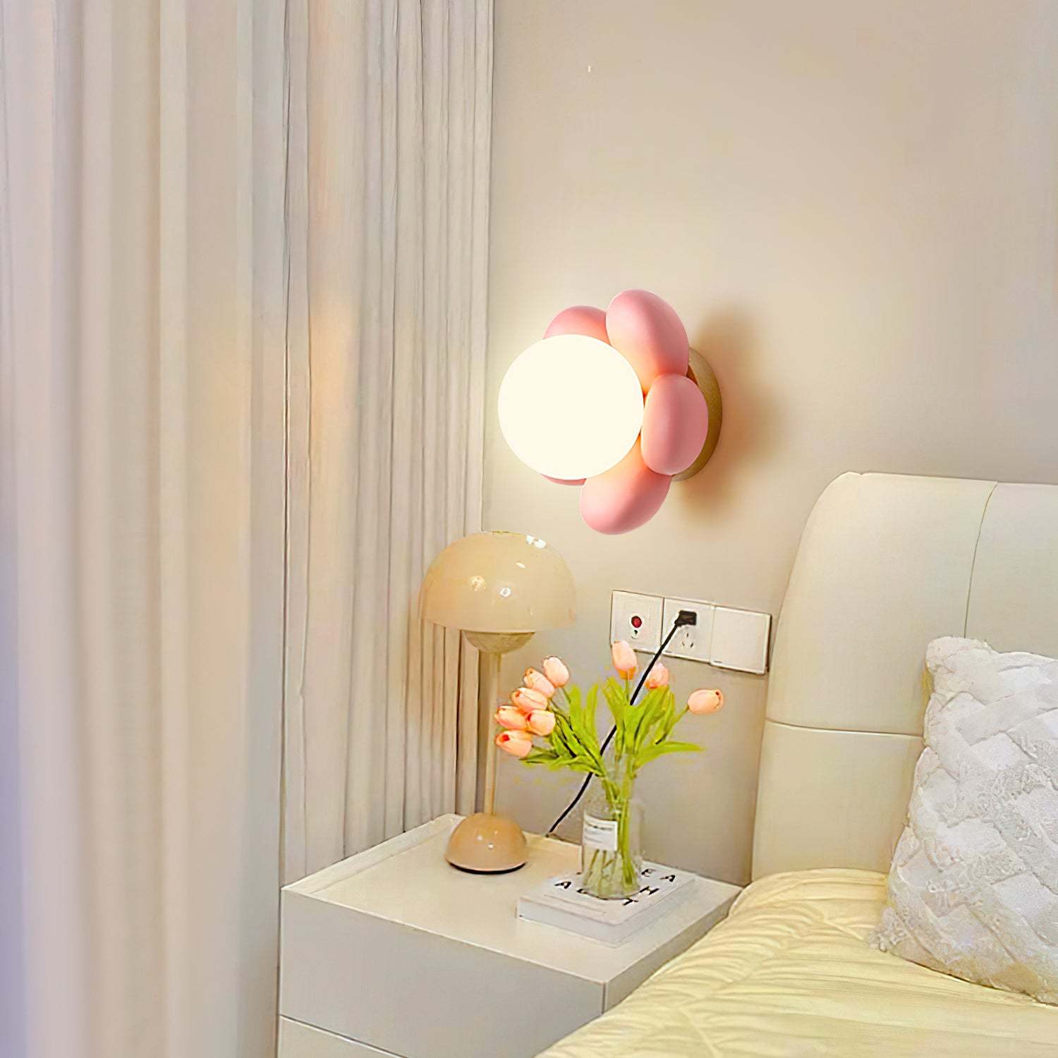 Modern Cute Flower Bedside Wall Light -Homdiy
