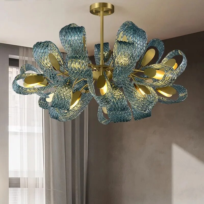 Luxury Style Gorgeous Glass Chandelier Modern Copper Chandelier Light -Homdiy
