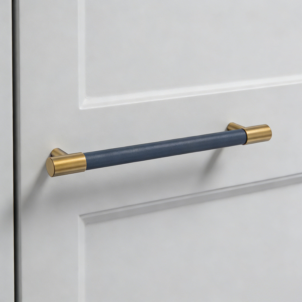 Brass Solid Leather Handmade Cabinet Pulls Dresser Knobs