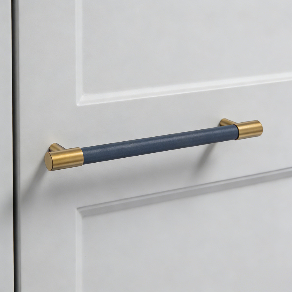 Brass Solid Leather Handmade Cabinet Pulls Dresser Knobs