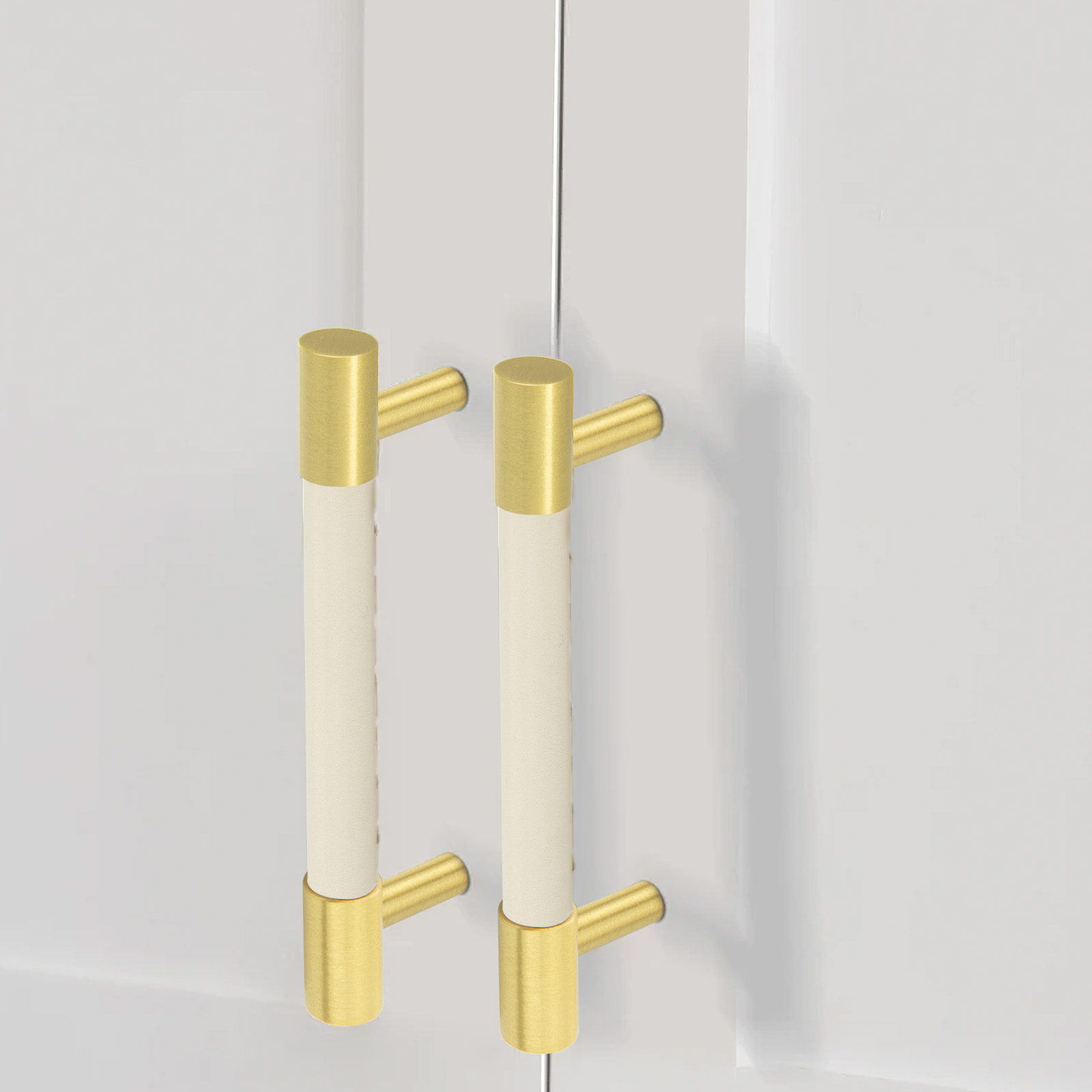 Brass Solid Leather Handmade Cabinet Pulls Dresser Knobs