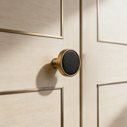 Brass Solid Leather Handmade Cabinet Pulls Dresser Knobs