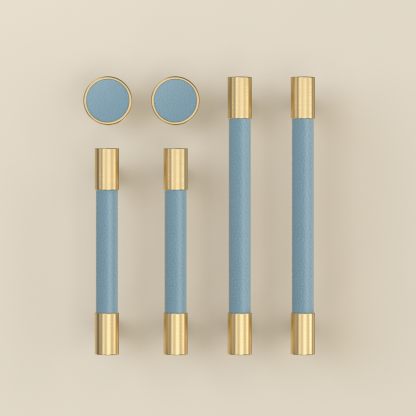 Brass Solid Leather Handmade Cabinet Pulls Dresser Knobs