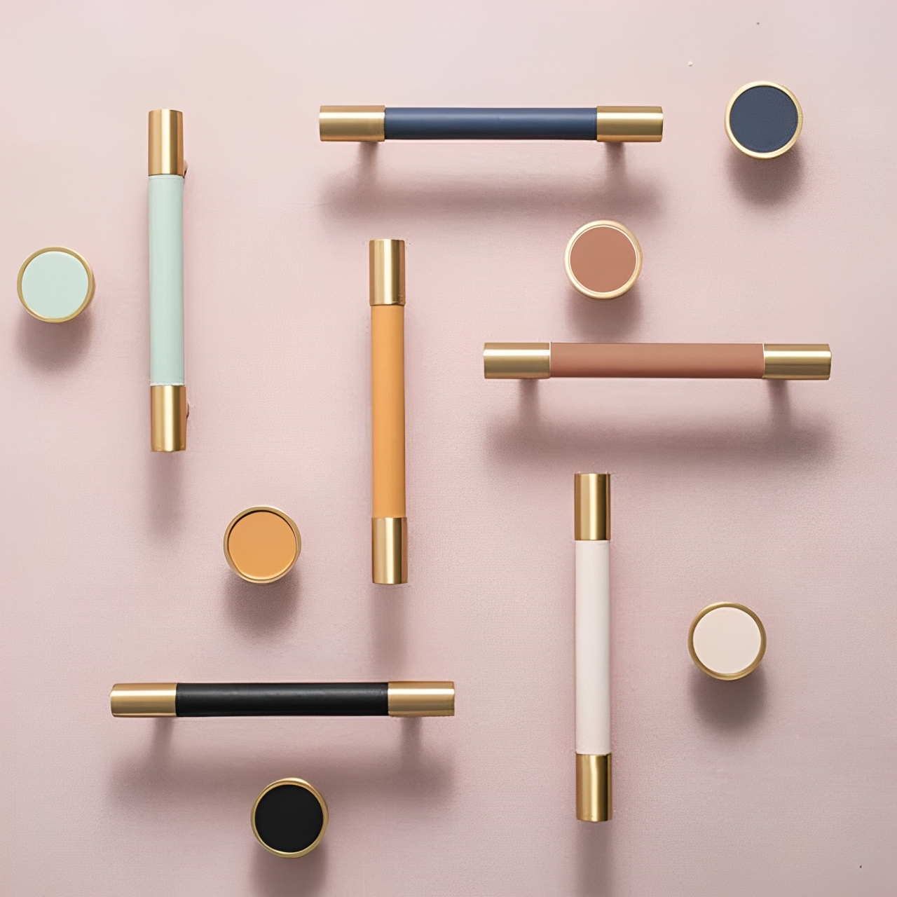 Brass Solid Leather Handmade Cabinet Pulls Dresser Knobs