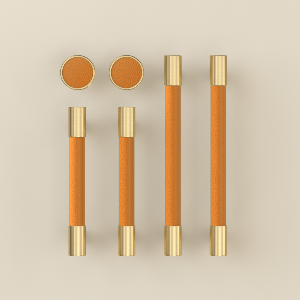 Brass Solid Leather Handmade Cabinet Pulls Dresser Knobs