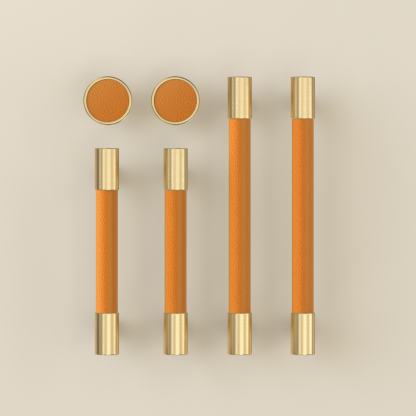 Brass Solid Leather Handmade Cabinet Pulls Dresser Knobs