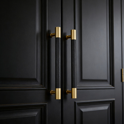 Brass Solid Leather Handmade Cabinet Pulls Dresser Knobs