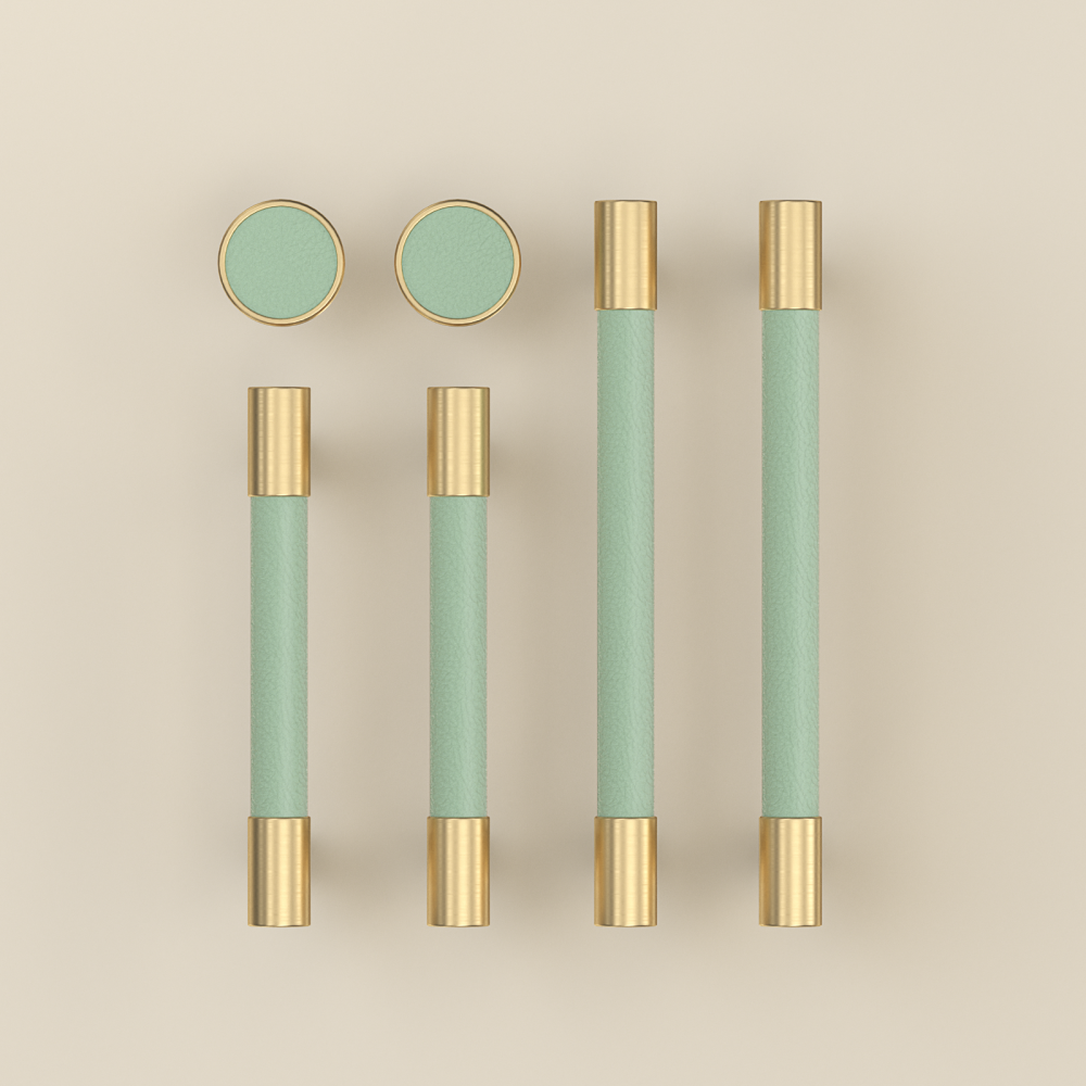 Brass Solid Leather Handmade Cabinet Pulls Dresser Knobs