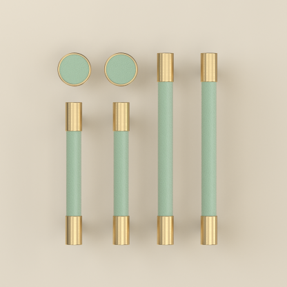 Brass Solid Leather Handmade Cabinet Pulls Dresser Knobs