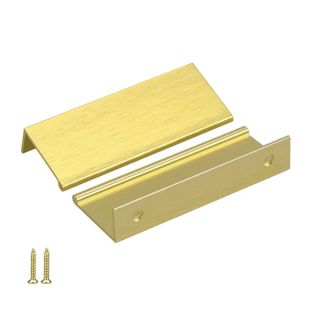 10 Pack Brushed Brass Finger Pull Drawer Edge Pulls Cabinet Hardware Handlles -Homdiy