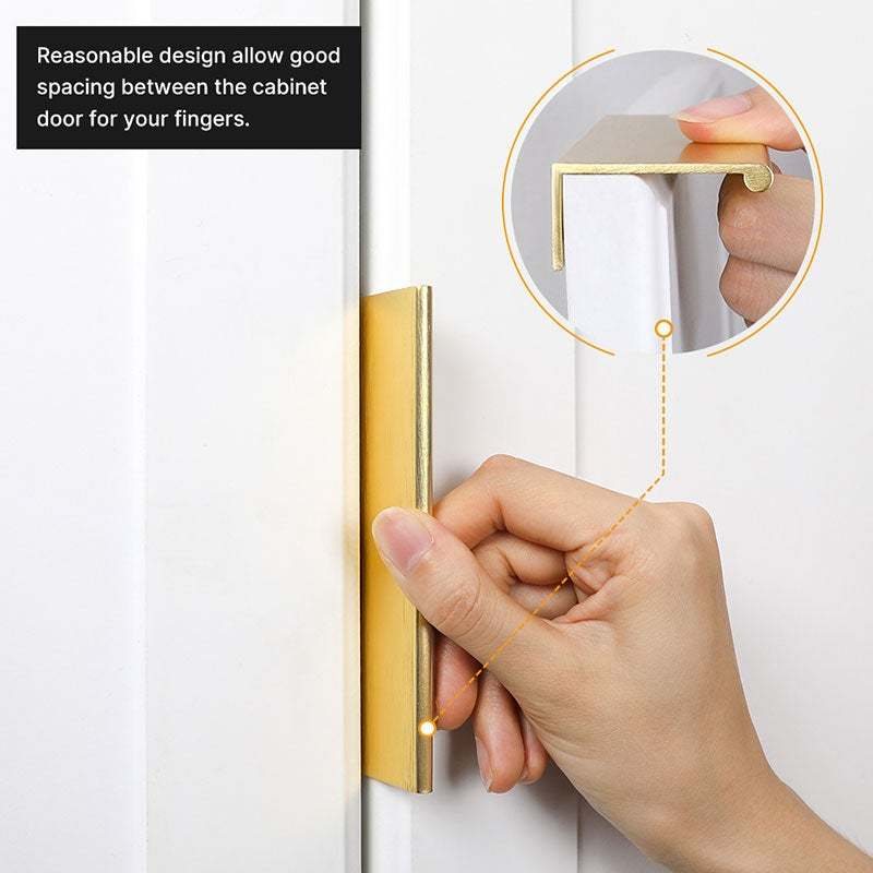 10 Pack Brushed Brass Finger Pull Drawer Edge Pulls Cabinet Hardware Handlles -Homdiy