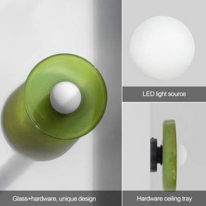 Modern Glass Semi Flush Mount Ceiling Light Fixture -Homdiy