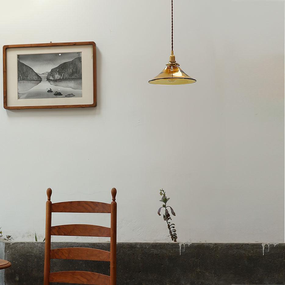 Single Head Retro Brown Glass Pendant Light -Homdiy