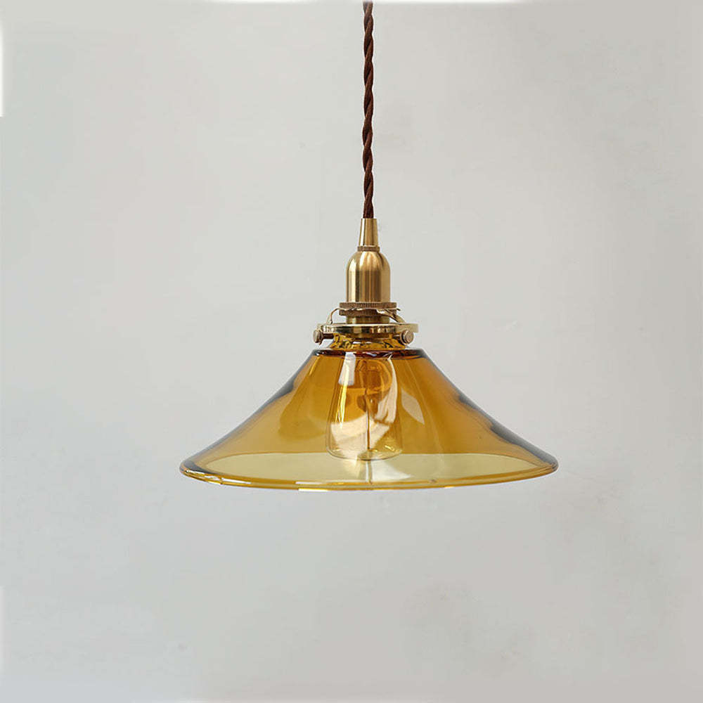 Single Head Retro Brown Glass Pendant Light -Homdiy