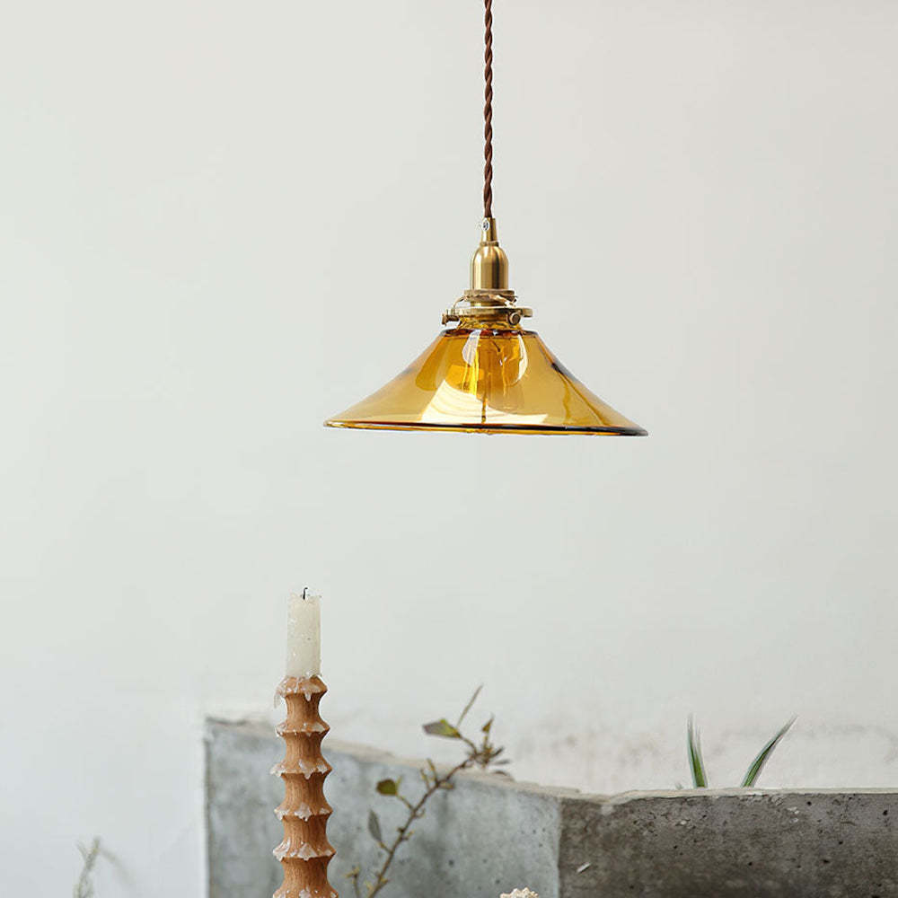 Single Head Retro Brown Glass Pendant Light -Homdiy