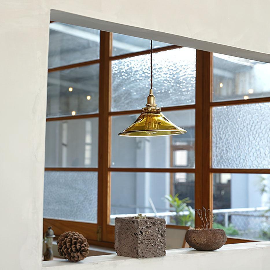 Single Head Retro Brown Glass Pendant Light -Homdiy