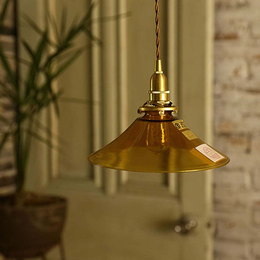 Single Head Retro Brown Glass Pendant Light -Homdiy