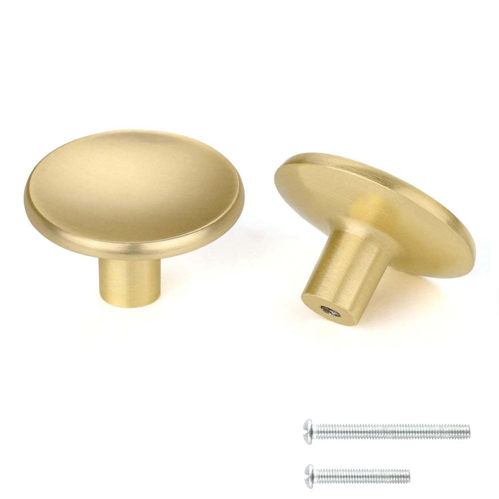 20 Pack Brass Cabinet Handles Solid Round Drawer Knobs For Kitchen Cabinets(LS4008GD) -Homdiy