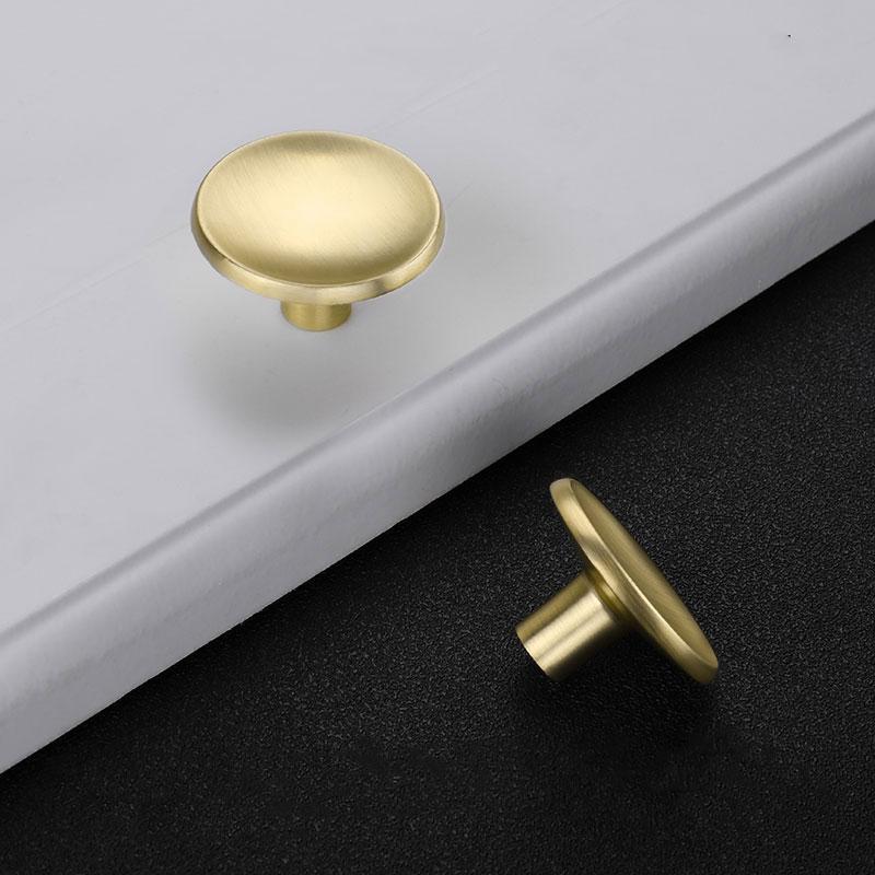 20 Pack Brass Cabinet Handles Solid Round Drawer Knobs For Kitchen Cabinets(LS4008GD) -Homdiy