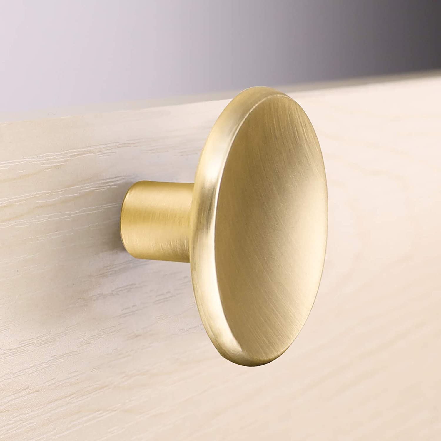10 Pack Brushed Brass Cabinet Knobs Round Drawer Knobs For Kitchen Cabinets  (LS4008GD)